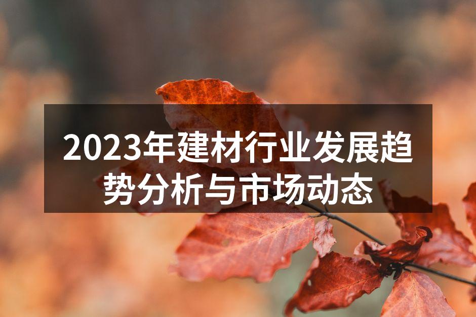 2023年建材行业发展趋势分析与市场动态